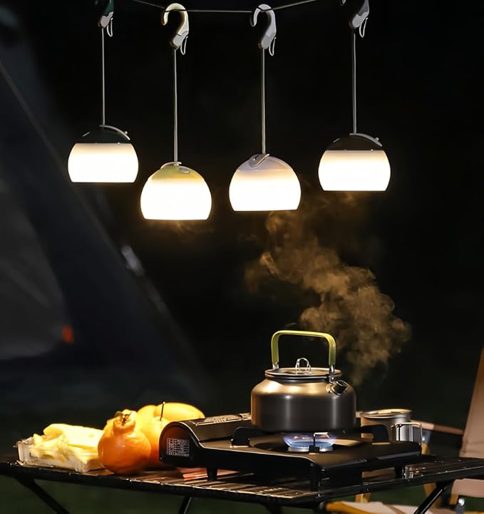 Outdoor Camping Light with Atmosphere Decoration Lantern Round 3 Levels of Brightness Adjustment Hook Design Table Lamp Long Lasting for Emergency Tent Fishing