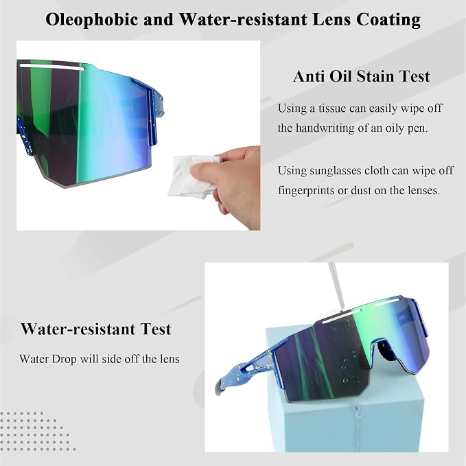 Ukoly Cycling Sunglasses for Men Women with 3 Interchangeable Lenses, Polarized Sports Sunglasses, Baseball Sunglasses