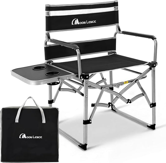 MOON LENCE Directors Camping Chair, Heavy Duty,Oversized Portable Folding Chair with Side Table for Beach, Fishing,Picnic,Lawn,Outdoor Event