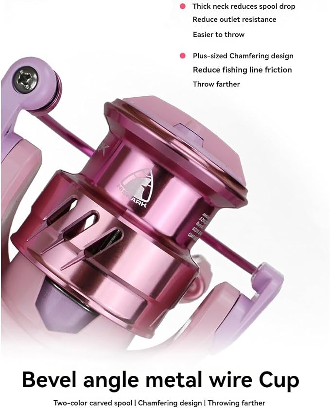 Pink Macaron Fishing Reel, Metal Waterproof Lightweight Fishing Reel - HPCR Rolling Bearings for Smooth Operation