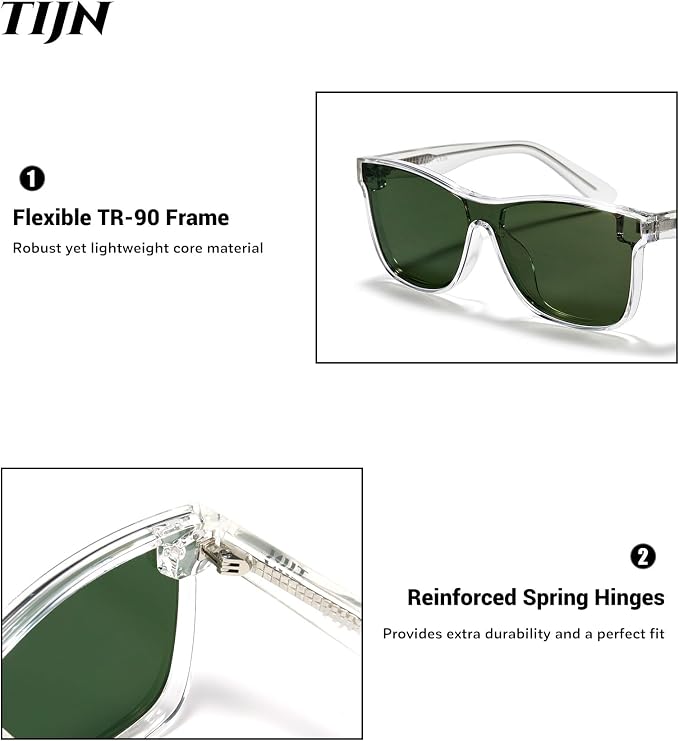 TIJN Polarized Fishing Sunglasses for Men Women UV400 Protection,Wraparound Outdoor Sports Glasses for Fishing,Hiking