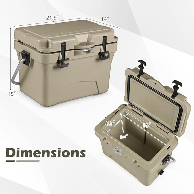Goplus Hard Cooler, Insulated Ice Chest w/Portable Handles, Cup Holders, Ruler, Bottle Opener, 6 Day Ice Retention for Drink, Beverage, Camping, Fishing, Beach