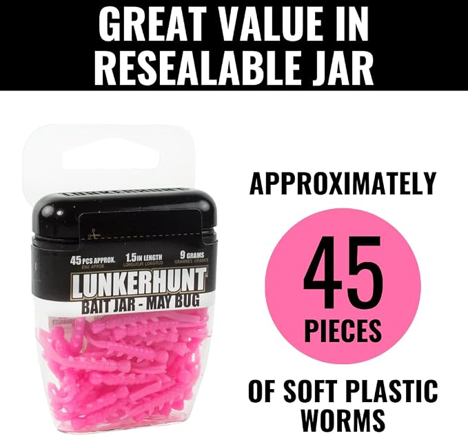 LUNKERHUNT Fishing Jar with Unique Scent Attractant | 1.5-Inch Durable Bait for Ice Fishing | Reusable Soft Plastic Lure for Bass, Trout and Pike