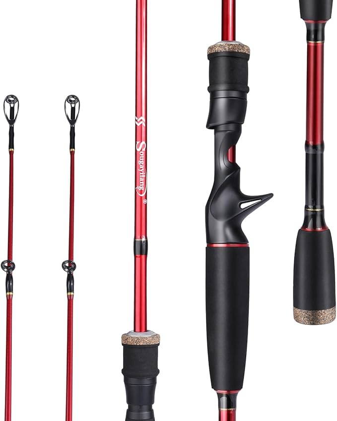 Sougayilang Fishing Rod, 2Pc Casting Rod Spinning Rod for Freshwater Tournament Quality Fishing Pole with 2 Tips for Bass