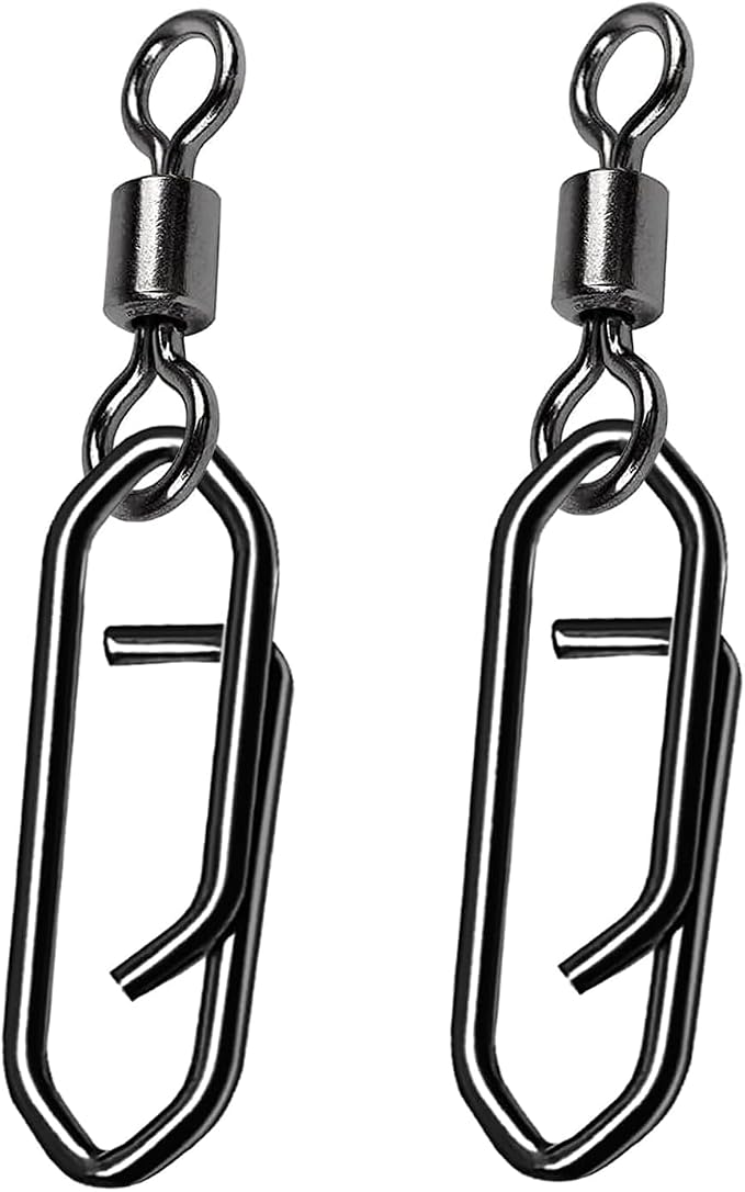 Atibin High Strength Fishing Clips Swivel Freshwater Saltwater Fishing Snaps Connector Rolling Barrel Swivels Fishing Clip Speed Change Black Nickel