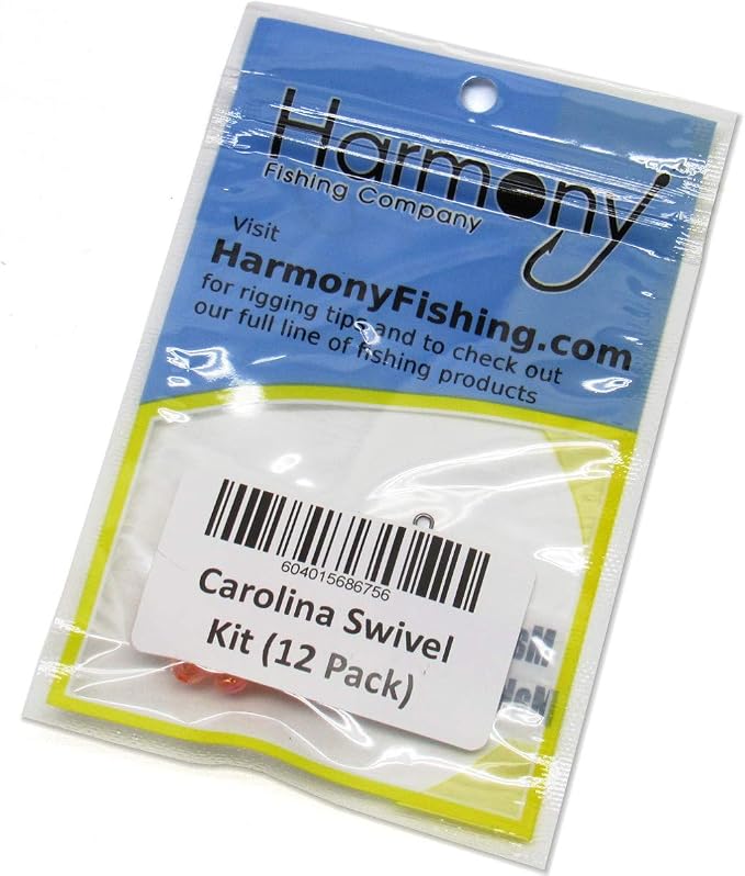 Carolina Swivel Kit (12 Pack) – 12 Roller Swivels, 12 Carolina Rig Beads for Bass Fishing
