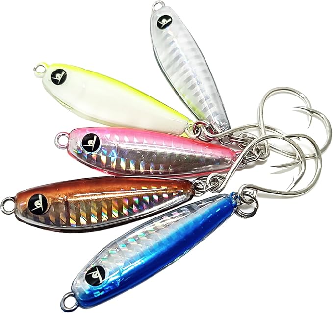Kmucutie 5 Pieces Epoxy Resin Fishing Jig Lure Great for Inshore and Offshore Game Fish,Artificial Lures for Grouper,Dogtooth,Bass Salmon