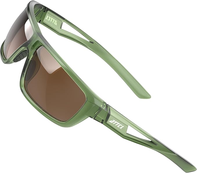 ATTCL Polarized Sunglasses Men Sports: UV Protection Lightweight TR90 Frame Anti-Slip Wrap-Around for Driving Fishing Golf