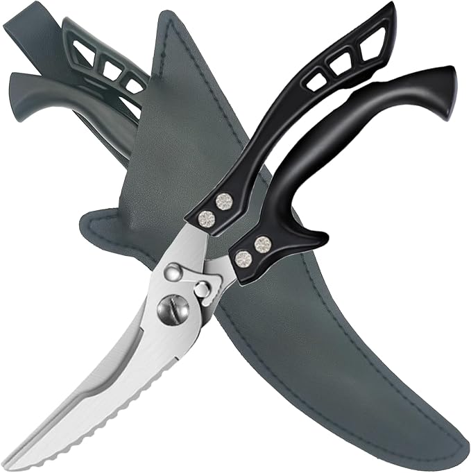 ANDONG Heavy Duty Kitchen Scissors, Professional Poultry Shears, Cooking Utensils, Black