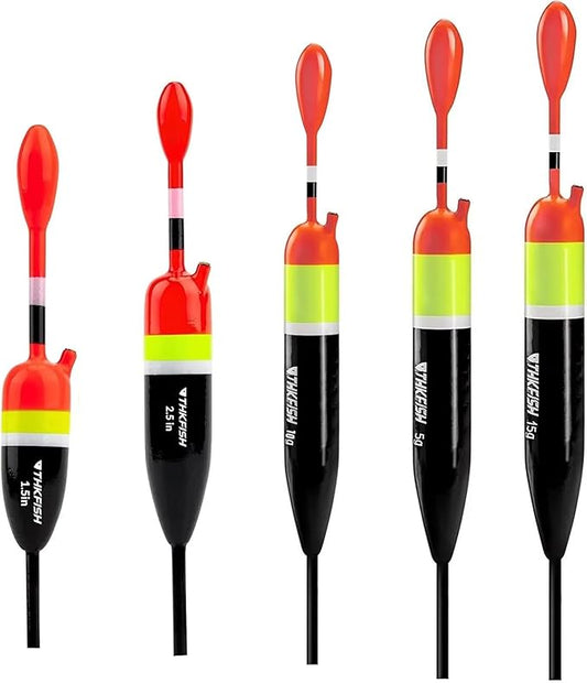 THKFISH Fishing Bobbers Fishing Floats and Bobbers Slip Bobbers for Fishing Balsa Floats Crappie Fishing Bobbers 1/6oz(3.47"X0.47"X6.73") 3/8oz(3.84"X0.6"X 7.2") 1/2oz(4.13"X0.75"X7.87")