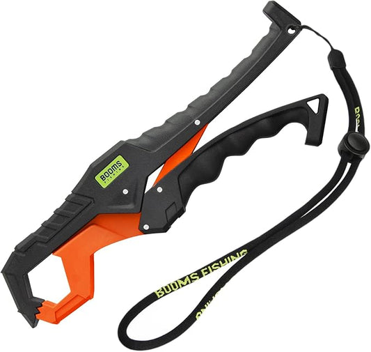 Booms Fishing G05 Lip Gripper Saltwater, 9.4" Plastic Catfish Grippers Pliers, Grabber Tool With Lanyard, Grips for Kayak Fishing Accessories, Great Holder for Caught Fish