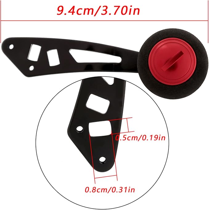 Fishing Reel Handle Single Knob Power Handle, EVA Knob Metal Handle Replacement for Baitcasting Round Reel Low Profile Reel, Red