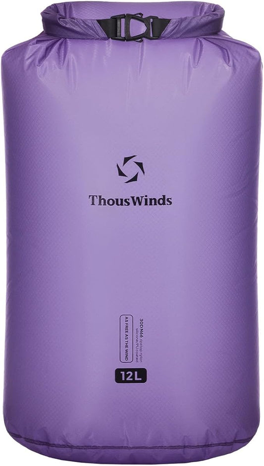 Thous Winds Waterproof Dry Bag, 12 Liter Roll Top Lightweight Storage Sack for Travel, Hiking, Camping, Boating, Kayaking