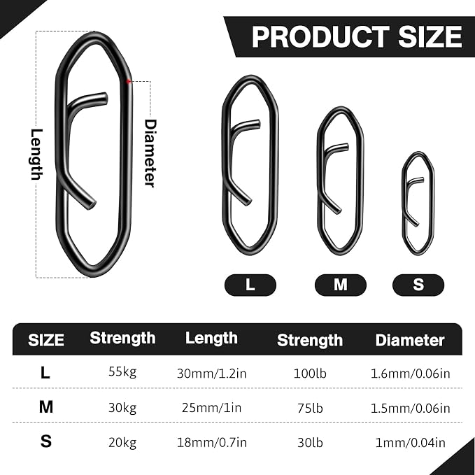 Speed Clips for Fishing Lures, Fishing Speed Clips, Fishing Snaps Saltwater, Freshwater Stainless Steel, Fishing Quick Clips, Fishing Clips Quick Change