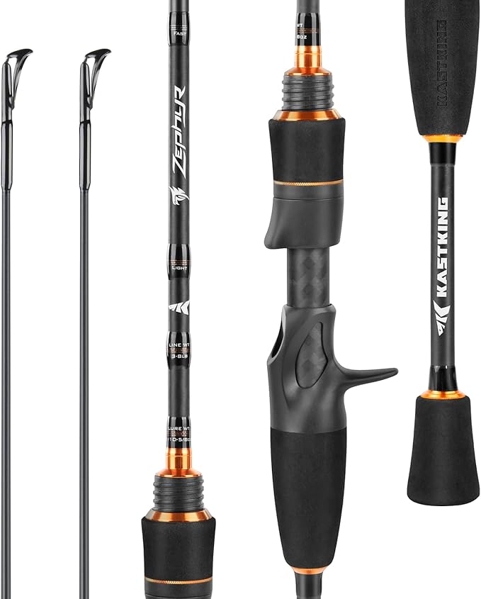 KastKing Zephyr Finesse Fishing Rods – BFS Baitcasting & Spinning Rods, IM6 Graphite, Extra Twin-Tip, 2pc & 3pc Travel Design, Ultra-Light Lure Casting, Stainless Steel Guides with Zirconium Rings