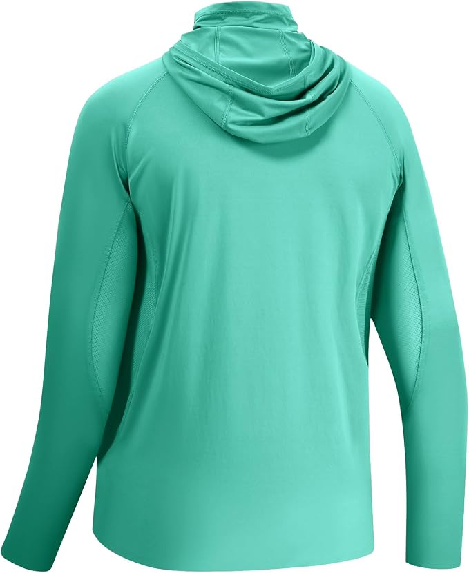 BASSDASH UPF 50+ Men’s Long Sleeve Fishing Shirt with Mask UV Neck Gaiter Hoodie