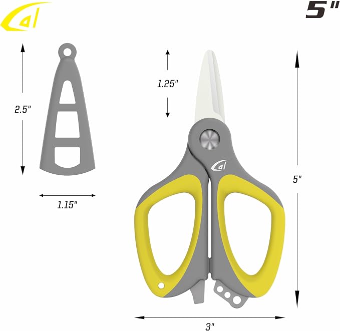 danco Fishing Ceramic Braid Scissor, Karl,Serrated Blades, Fishing Scissors for Braided Line, Non Slip Grip