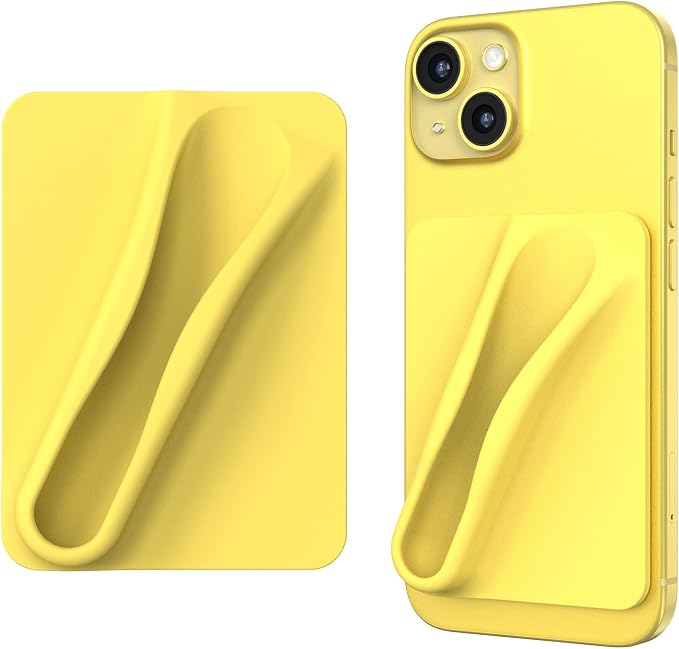 DOB SECHS Silicone Lip Holder for Cell Phone Lipstick Lip Glaze Phone Case Adhesive Back Stick On Holder for iPhone and Android Phones, Yellow
