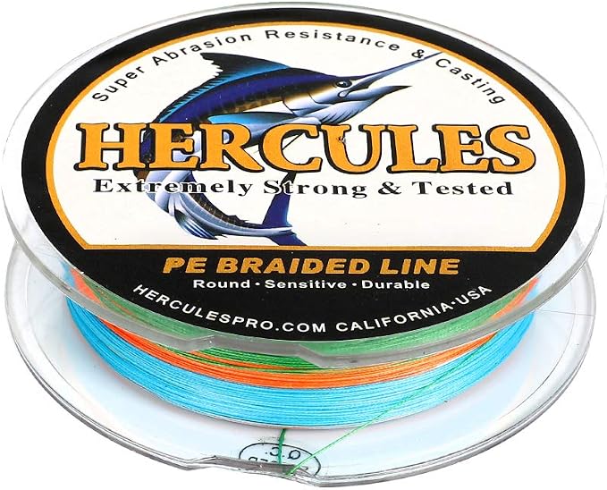 HERCULES Cost-Effective Super Cast 8 Strands Braided Fishing Line 10LB to 300LB Test for Salt-Water,109/328/547/1094 Yards(100M/300M/500M/1000M),Diam.#0.12MM-1.2MM,Hi-Grade Performance,Variety Colors