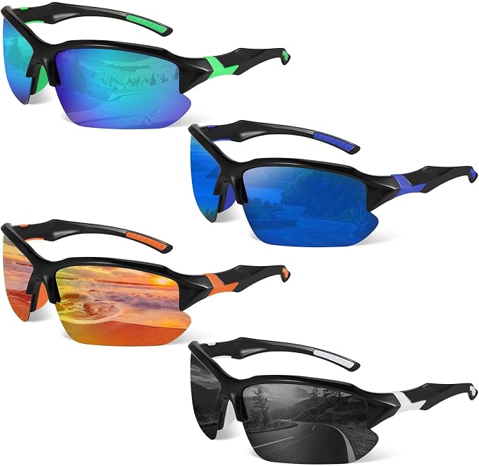 4/5Pack Polarized Sports Sunglasses for Men Women Baseball Cycling Running Fishing UV Protection Sun Glasses