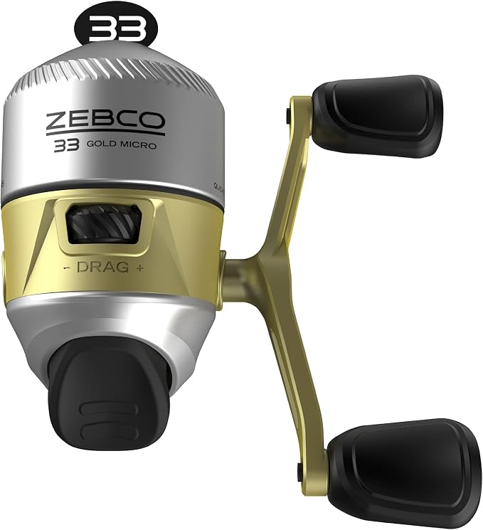 Zebco 33 Gold Spincast Fishing Reel, Changeable Right or Left-Hand Retrieve, All-Metal Gears, Pre-Spooled with Zebco Cajun Fishing Line