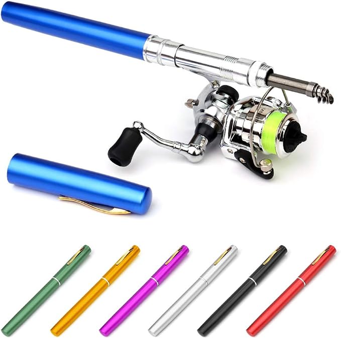 Telescopic Fishing Rod Reel Combo Lightweight Fishing Rod Spin Reel System for Freshwater Saltwater Mini Pen Fishing Pole Kit