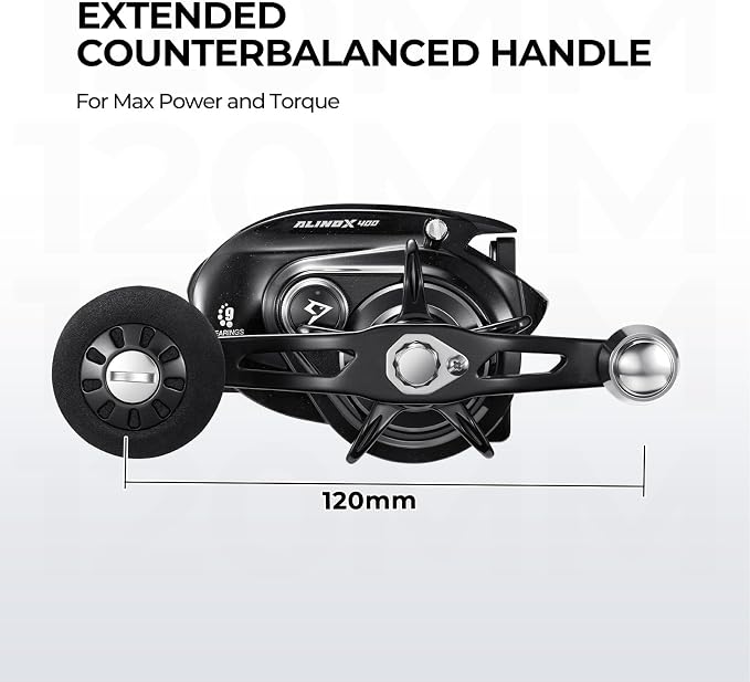 Piscifun Alinox 400 Baitcaster Fishing Reel, 38Lbs Max Drag Aluminum Alloy Frame Baitcasting Reel, Available in 6.6:1/8.1:1 Gear Ratio, Freshwater and Saltwater Low Profile Casting Reel for Musky
