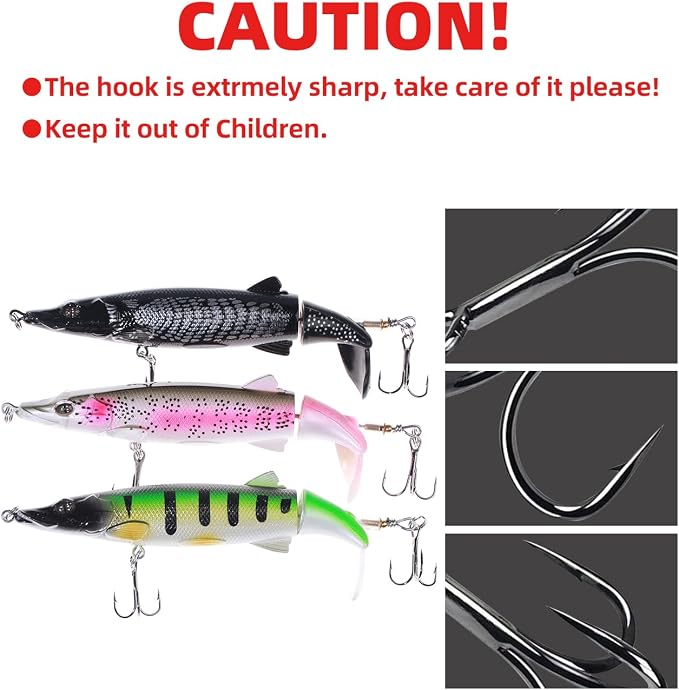 Bass Fishing Lures, Jointed Swimbait Glide Bait for Bass, Trout & Pike – Lifelike Fishing Lure with 3D Eyes, Built-in Rattle Chamber, Triple Hook – Realistic Fishing Lures for Freshwater & Saltwater