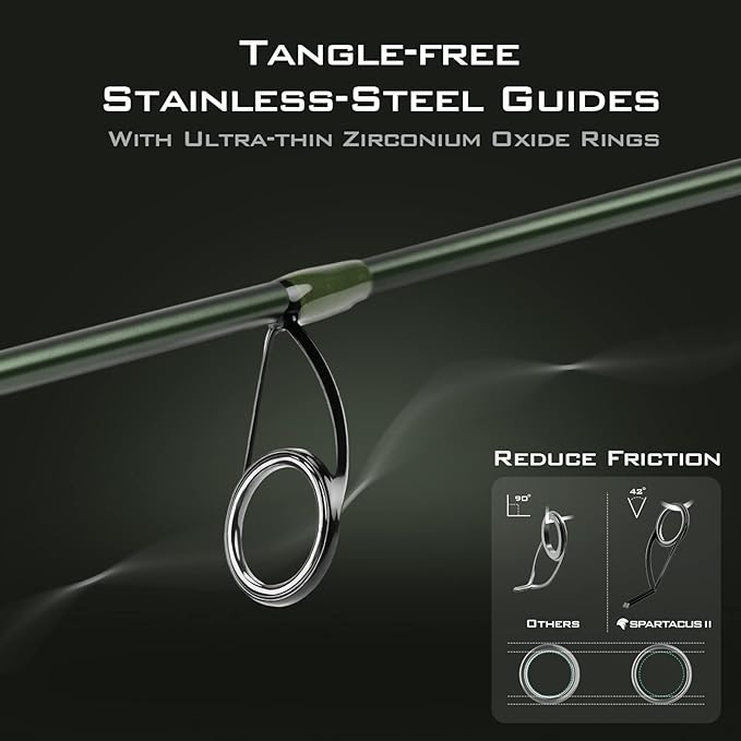 KastKing Spartacus II Fishing Rods - IM6 Graphite Blanks Casting & Spinning Rods, 2-Piece Rods with Extra Tip Section, PTS Power Transition System, KastFlex Technology, Rubber Cork Handle