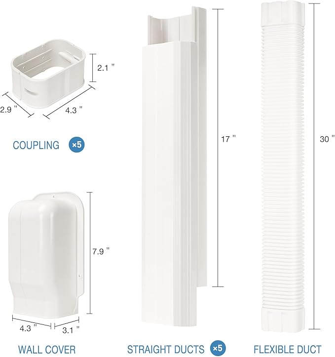 4" W 9Ft L Line Set Cover Kit for Mini Split Air Conditioners Decorative PVC Slim Line Cover for Central AC & Heat Pumps Systems Tubing Cover