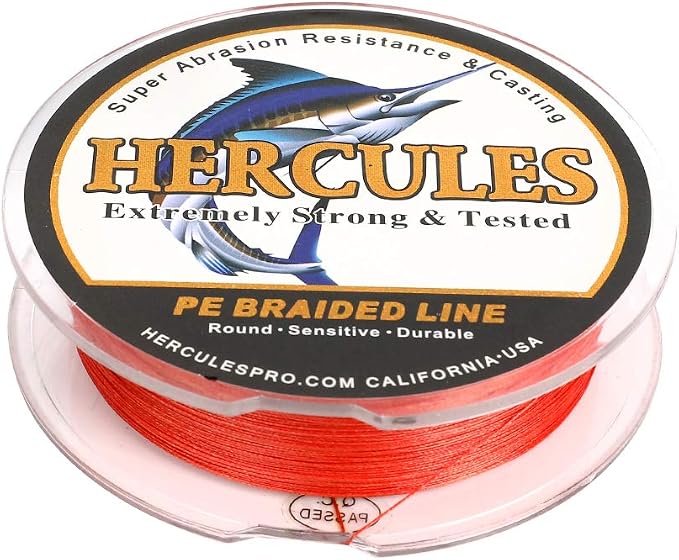 HERCULES Cost-Effective Super Cast 8 Strands Braided Fishing Line 10LB to 300LB Test for Salt-Water,109/328/547/1094 Yards(100M/300M/500M/1000M),Diam.#0.12MM-1.2MM,Hi-Grade Performance,Variety Colors