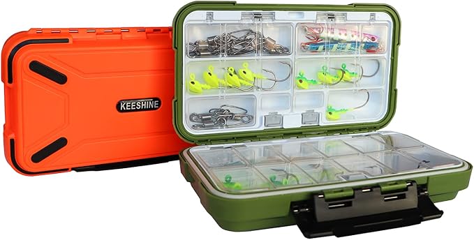 Fishing Tackle Box, Floating Storage Box, Double-Sided Fishing Lure Box with Adjustable Dividers Jewelry Organizer Making Kit Storage Container for Lure Hook Beads Earring Tool(Green)