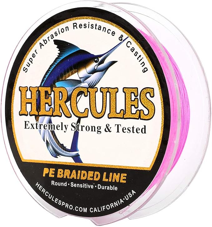 HERCULES Cost-Effective Super Cast 8 Strands Braided Fishing Line 10LB to 300LB Test for Salt-Water,109/328/547/1094 Yards(100M/300M/500M/1000M),Diam.#0.12MM-1.2MM,Hi-Grade Performance,Variety Colors