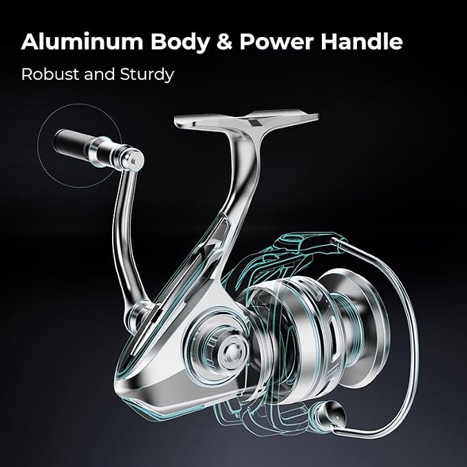 Piscifun NautiX Spinning Reel, Aluminum Spinning Fishing Reel, CNC Aluminum Gear, 33LBs Max Drag, 8+1 Sealed BB, 6.0:1/5.4:1 Gear Ratio, Smooth Powerful Freshwater Saltwater Reel