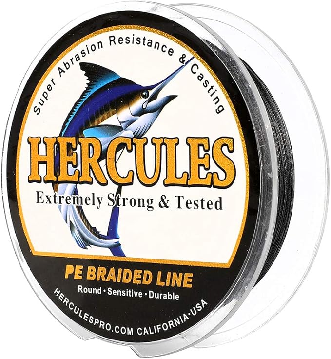 HERCULES Cost-Effective Super Cast 8 Strands Braided Fishing Line 10LB to 300LB Test for Salt-Water,109/328/547/1094 Yards(100M/300M/500M/1000M),Diam.#0.12MM-1.2MM,Hi-Grade Performance,Variety Colors