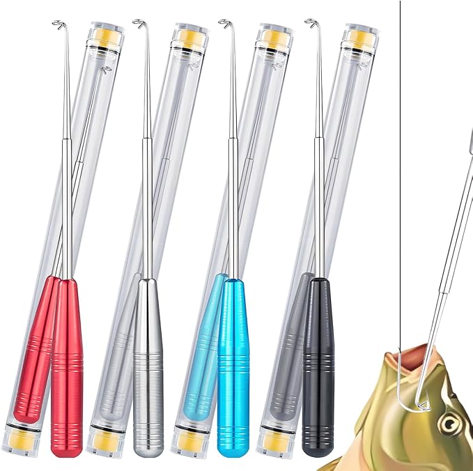 4PCS Fish Hook Remover Tool – Stainless Steel Fishing Hook Remover, Quick Removal Extractor with Storage Tube, Essential Fishing Gear and Equipment for Anglers