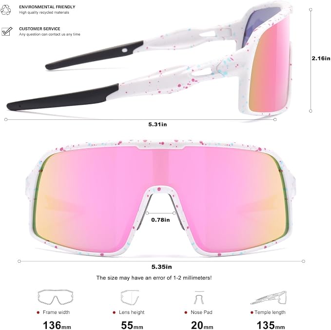 SEKKAF Polarized Sports Sunglasses for Men and Women Cycling Glasses UV Protection Goggles for Mountain Bike Running Fishing
