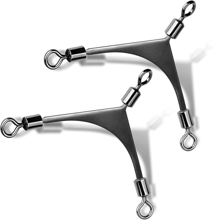 FishTrip 3 Way Swivel Fishing - 15pcs 3way Rolling Swivels Fishing Tackle Stainless Steel for Fishing Rigs Saltwater