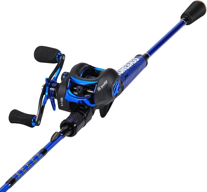 One Bass Fishing Rod Reel Combo, Baitcasting Fishing Pole with Graphite 2Pc Blanks