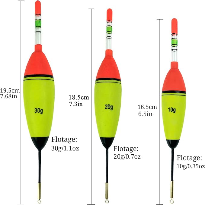 QualyQualy Lighted Fishing Slip Bobber 4-5Pcs Wood/EVA Fish Float + 8-10Pcs Glow Sticks, Night Fishing Light Up Slip Bobber for Crappie Bass Panfish Catfish Walleye