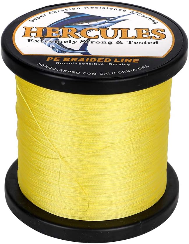 HERCULES Cost-Effective Super Cast 8 Strands Braided Fishing Line 10LB to 300LB Test for Salt-Water,109/328/547/1094 Yards(100M/300M/500M/1000M),Diam.#0.12MM-1.2MM,Hi-Grade Performance,Variety Colors