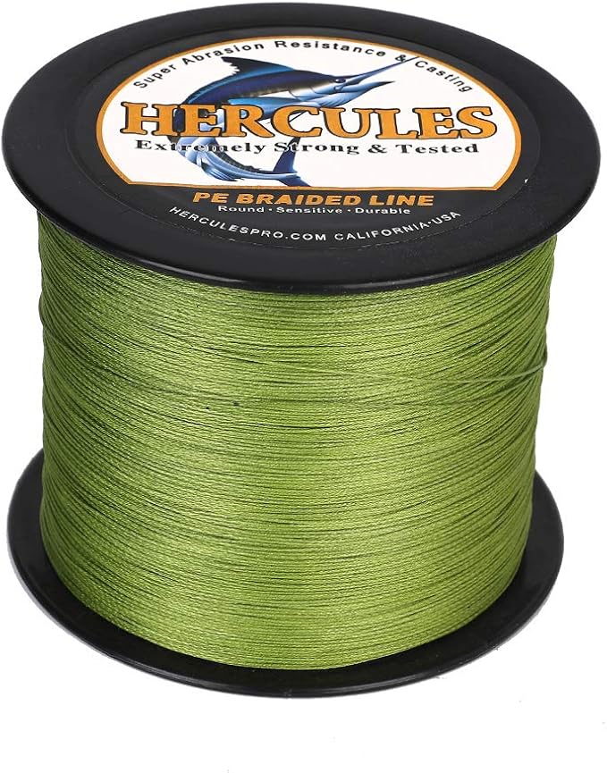 HERCULES Cost-Effective Super Cast 8 Strands Braided Fishing Line 10LB to 300LB Test for Salt-Water,109/328/547/1094 Yards(100M/300M/500M/1000M),Diam.#0.12MM-1.2MM,Hi-Grade Performance,Variety Colors