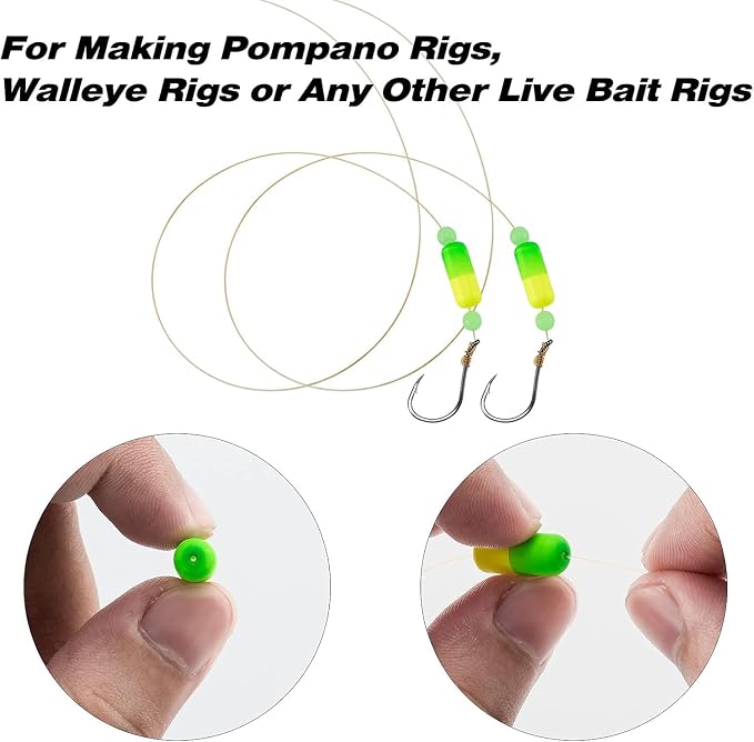 Dr.Fish 30 Pack Fishing Rig Floats Pompano Floats Walleye Rig Lure Making Accessories Surf Fishing Foam Snell Bobbers