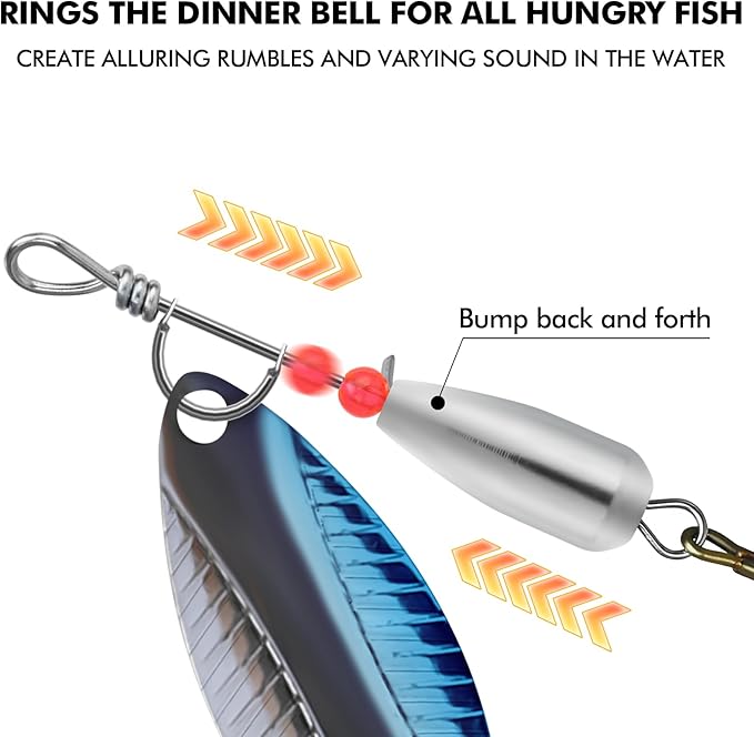 TRUSCEND Swim or Jig Fishing Spinner Baits for Freshwater and Saltwater, Rooster Tail Fishing Lures for Trout Bass Walleye Crappie Salmon Pike, Blade Bait with Copper Blade