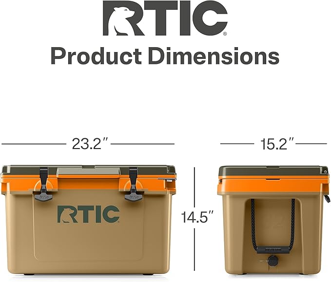 RTIC Ultra-Light 32 Quart Lightweight Hard Cooler, Insulated Portable Ice Chest 13 lbs, 48-Can Capacity, 5-Day Ice Retention, for Camping, Fishing, Beach, Boat, Picnic, Day Trip