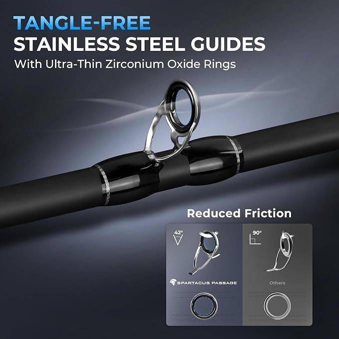 KastKing Spartacus Passage Travel Fishing Rods, Portable 4-Piece Spinning & Casting Rods, Extra Twin-Tip, IM7 Graphite Blanks, Stainless Steel Guides with Zirconium Oxide Rings, EVA Handle