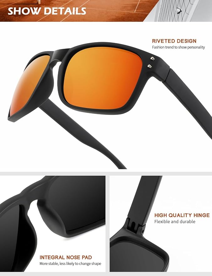 KALIYADI Polarized Sunglasses for Men and Women Vintage Style Sun Glasses for Fishing Running Driving with UV Protection