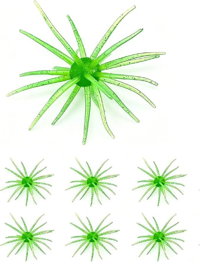 Tentacle Creature Lure Sea Urchin Soft Bait 3.6" & 4.3" TPE Lures 10/6-Pack, Natural Sinking Micro-Vibration for Crappie Bluegill Perch Bass Trout, Compatible Jig Heads Treble Hooks