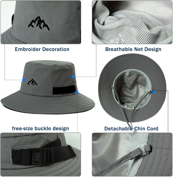 TOP-EX L/XL/XXL UV50+ Waterproof Bucket Sun Hat for Fishing Golf Hiking All-Weather Outdoor Rain Hat Stiff Brim