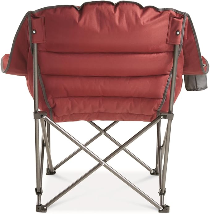 Guide Gear Oversized Extra Large Padded Camping Chair, Portable, Folding, Large Camp Lounge Beach Chairs for Outdoor, Adults, Men and Women, Heavy-Duty 400 Pound Capacity, with Cup Holder Red Plaid